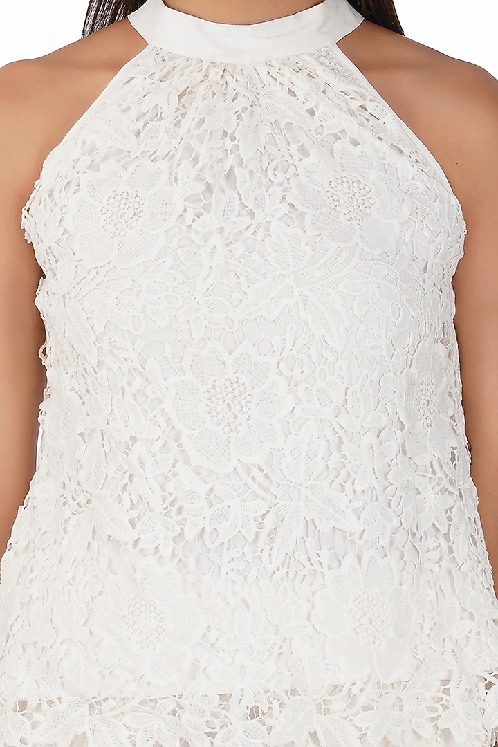 White Cotton Lace Co-Ord Set by Kovet at Pernia's Pop Up Shop