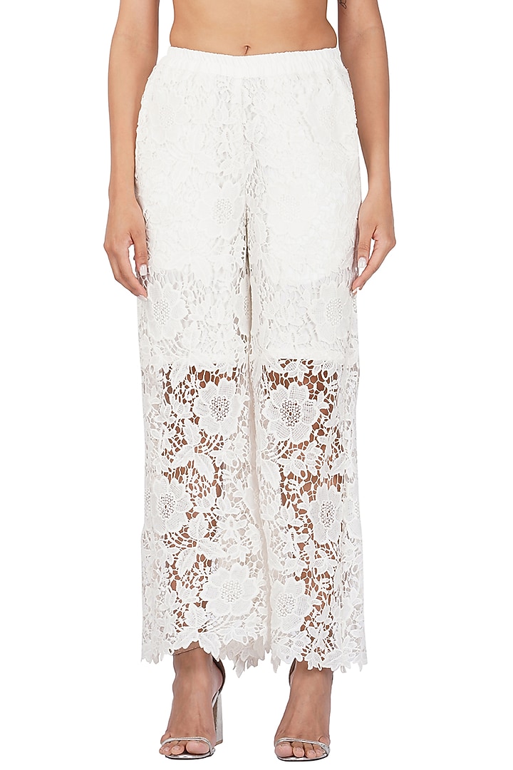 White Cotton Lace Co-Ord Set by Kovet at Pernia's Pop Up Shop