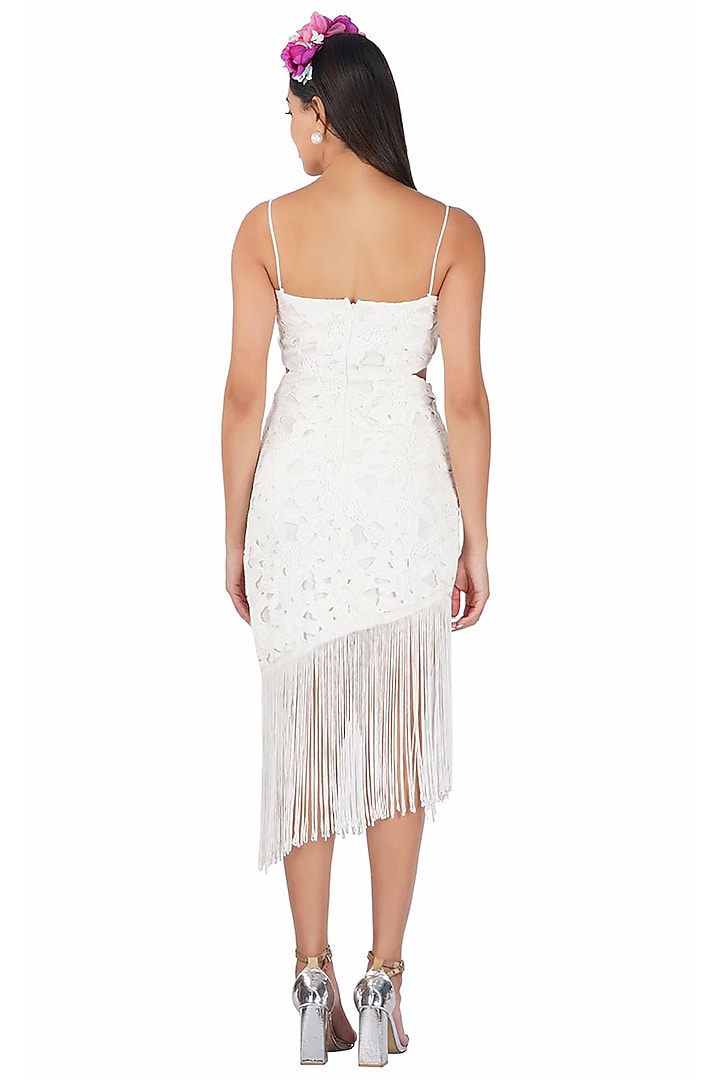 White Cotton Lace Asymmetric Summer Dress by Kovet at Pernia's Pop Up Shop