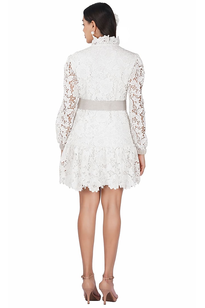 White Cotton Lace Ruffled Summer Dress by Kovet at Pernia's Pop Up Shop