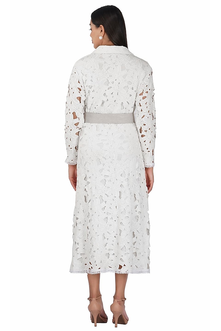 White Cotton Lace Trench Summer Dress by Kovet at Pernia's Pop Up Shop