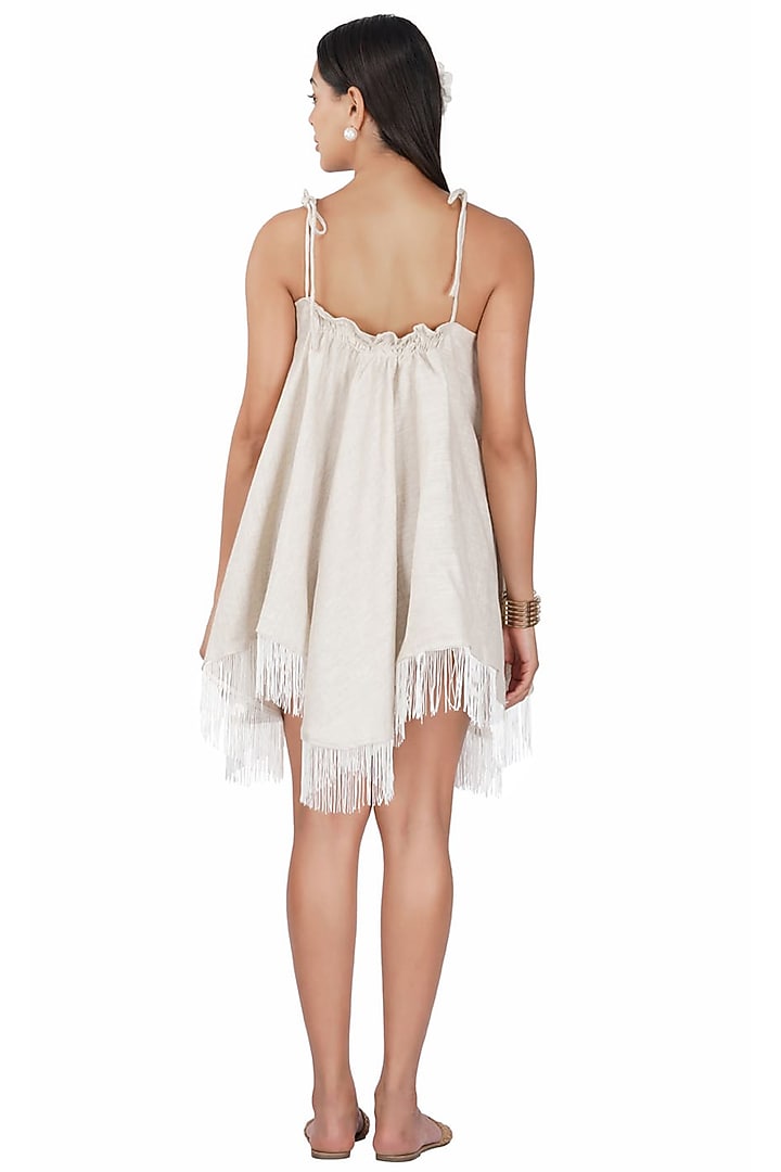 Beige Cotton Khadi Poncho Summer Dress by Kovet at Pernia's Pop Up Shop