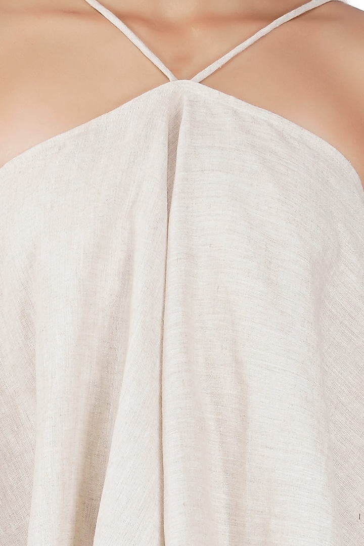 Beige Cotton Khadi Poncho Summer Dress by Kovet at Pernia's Pop Up Shop