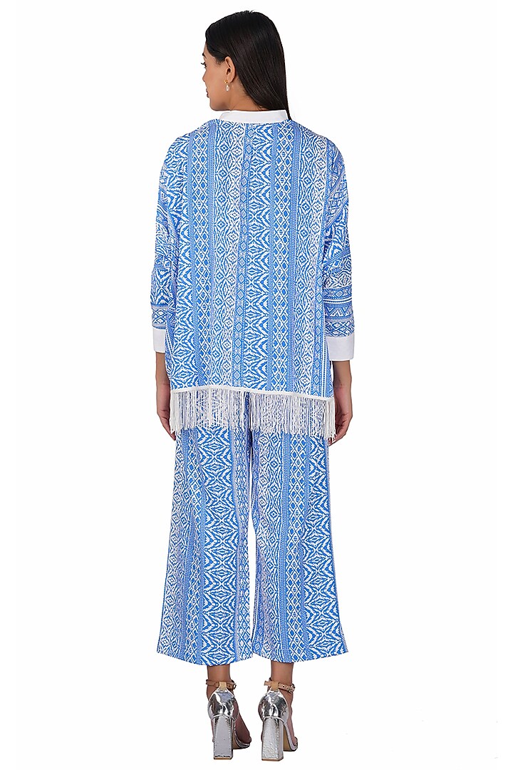 Blue & White American Crepe Printed Co-Ord Set by Kovet at Pernia's Pop Up Shop