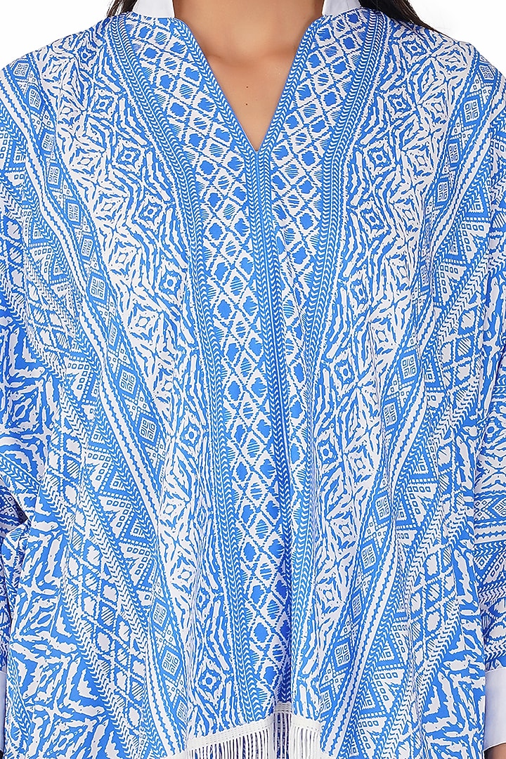 Blue & White American Crepe Printed Co-Ord Set by Kovet at Pernia's Pop Up Shop