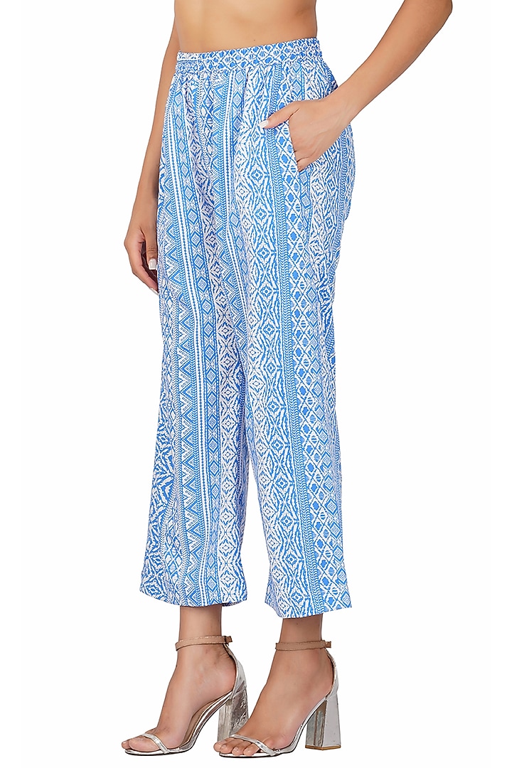 Blue & White American Crepe Printed Co-Ord Set by Kovet at Pernia's Pop Up Shop