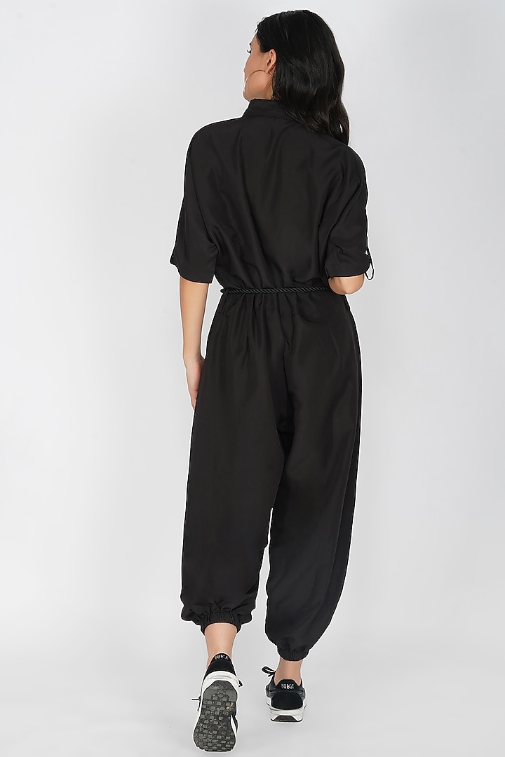 Black Crepe Jumpsuit by Kovet at Pernia's Pop Up Shop