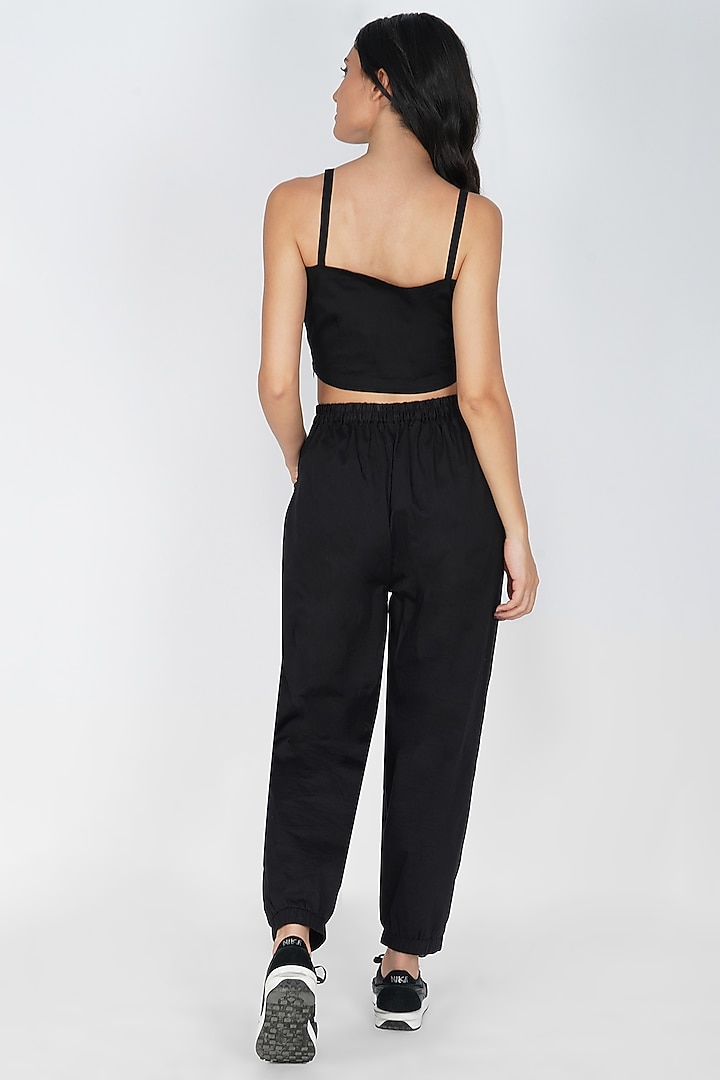 Black Cotton Jersey Cropped Top by Kovet at Pernia's Pop Up Shop