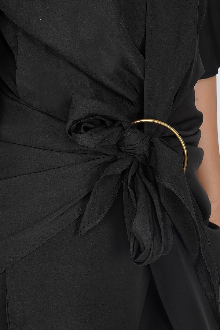 Black Crepe Wrap Summer Dress by Kovet at Pernia's Pop Up Shop