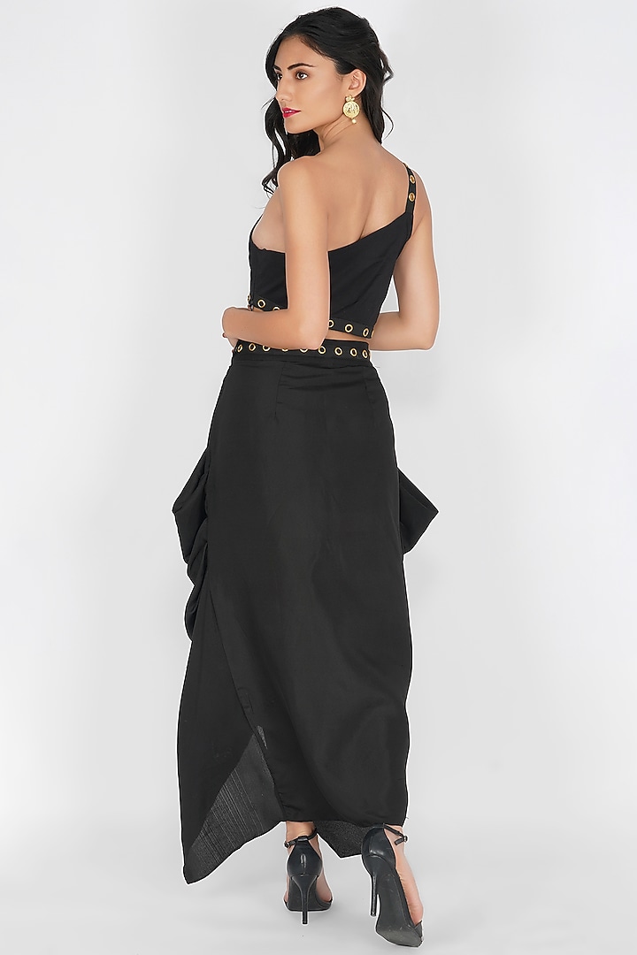 Black Cotton Lycra Cropped Top by Kovet at Pernia's Pop Up Shop