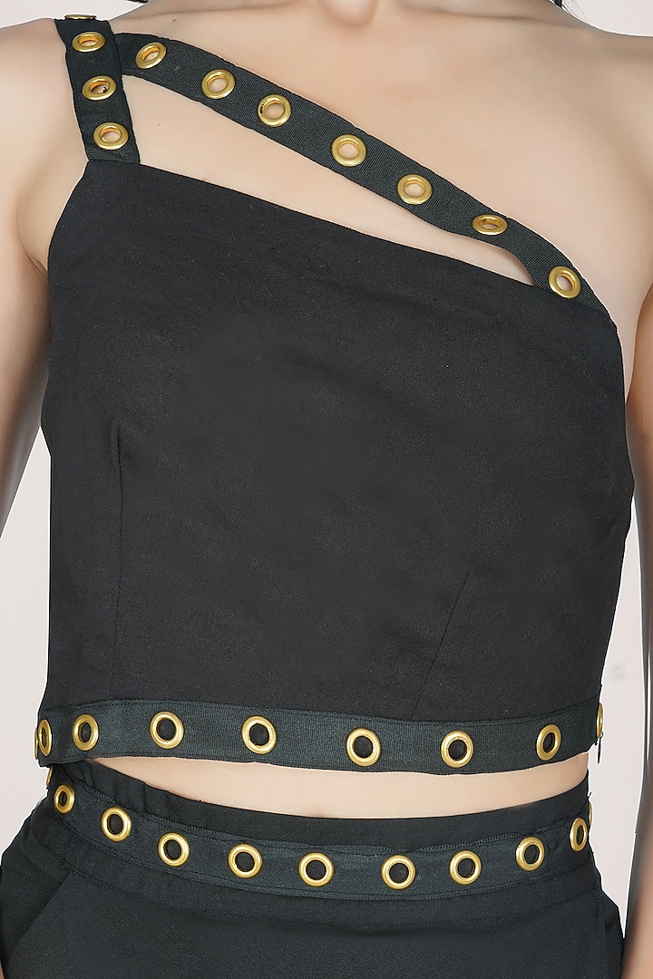 Black Crepe Draped Skirt by Kovet at Pernia's Pop Up Shop