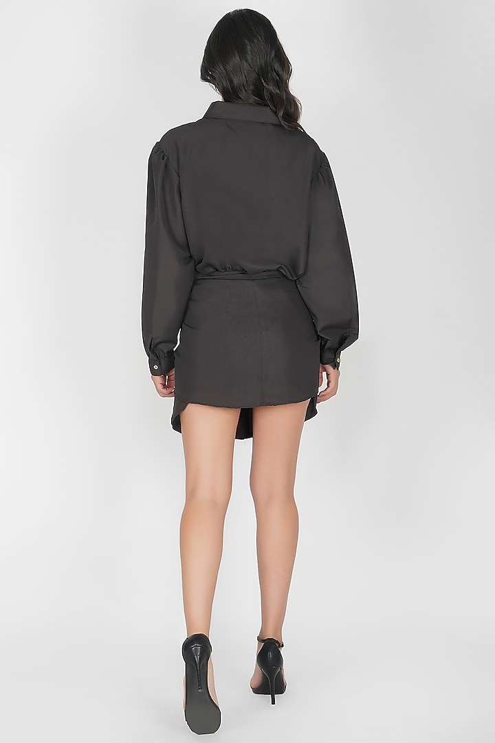 Black Crepe Summer Shirt Dress by Kovet at Pernia's Pop Up Shop