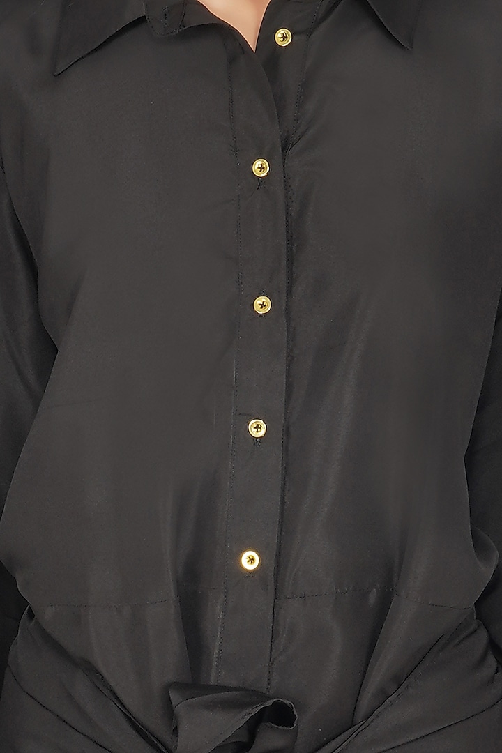 Black Crepe Summer Shirt Dress by Kovet at Pernia's Pop Up Shop