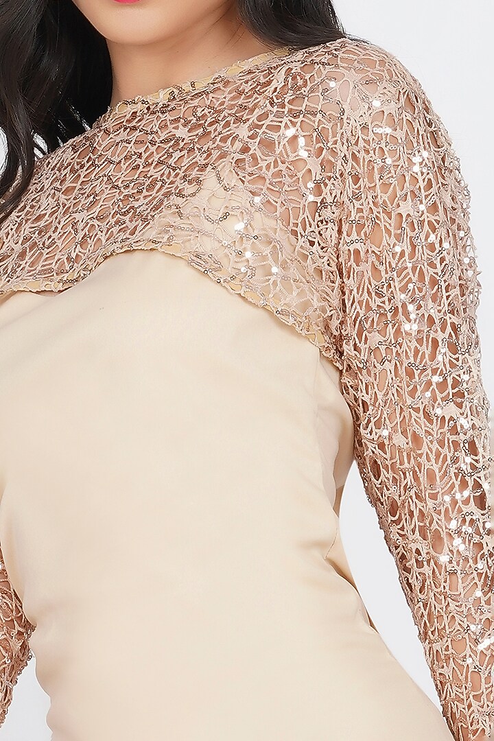 Beige Crochet Cropped Top by Kovet at Pernia's Pop Up Shop