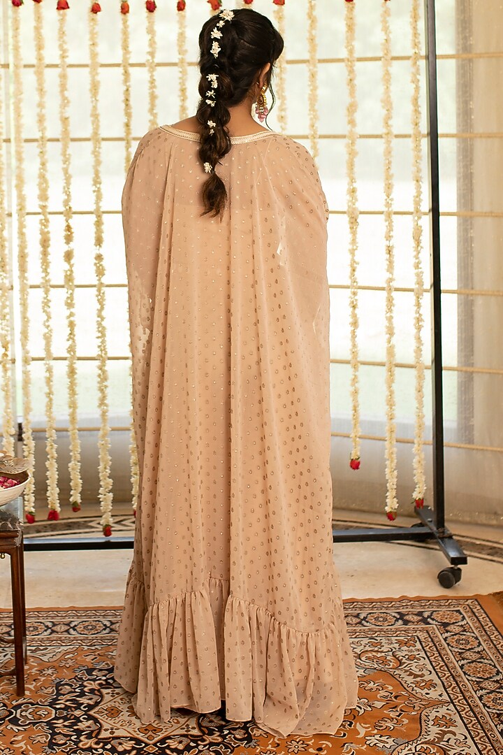 Peach Bud Embroidered Cape Set by Kovet at Pernia's Pop Up Shop