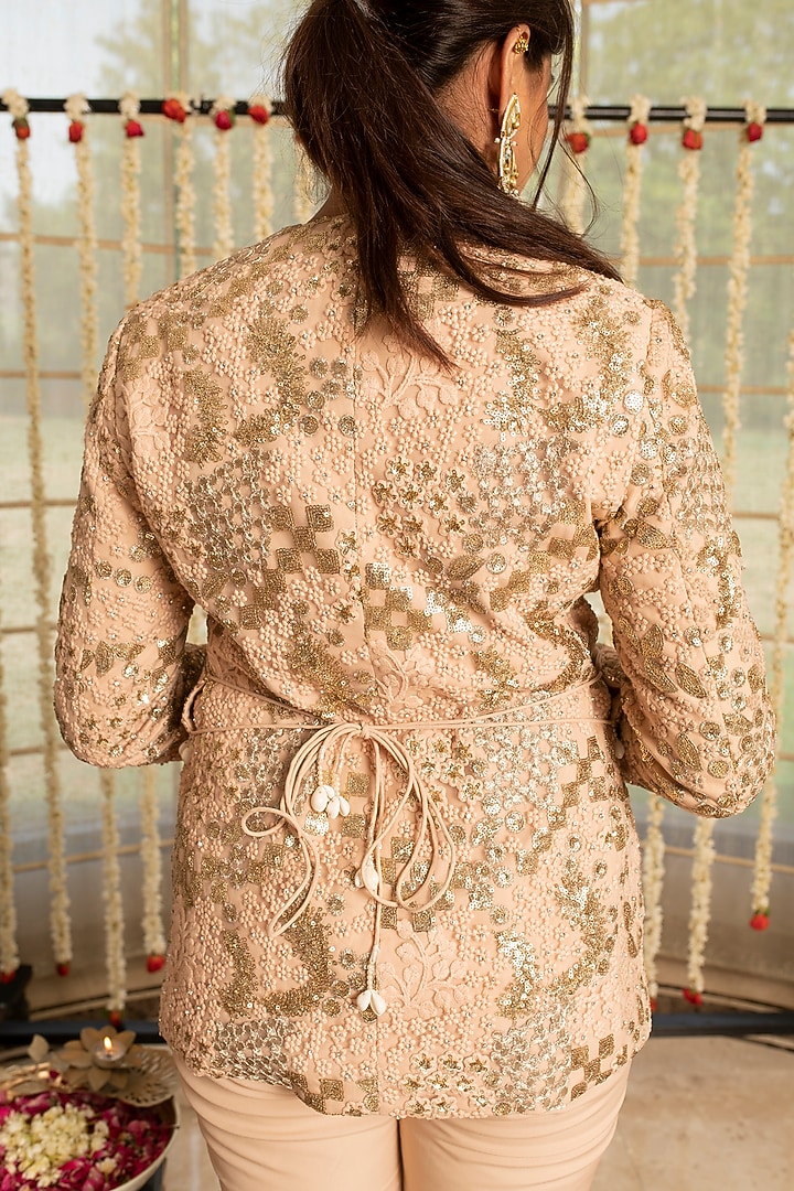 Peach Bud Embellished Blazer Set by Kovet at Pernia's Pop Up Shop