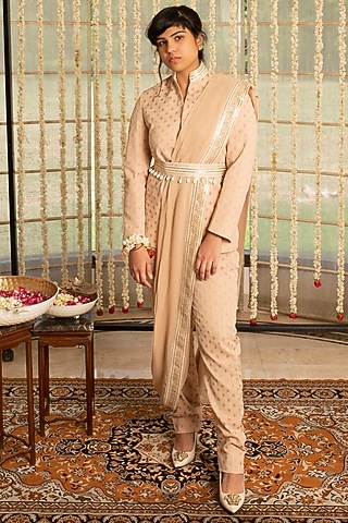 Peach Bud Embroidered Blazer Set by Kovet