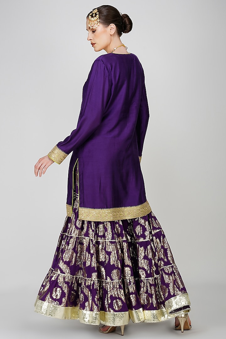 Purple Banarasi Silk Gharara Set by Kovet at Pernia's Pop Up Shop