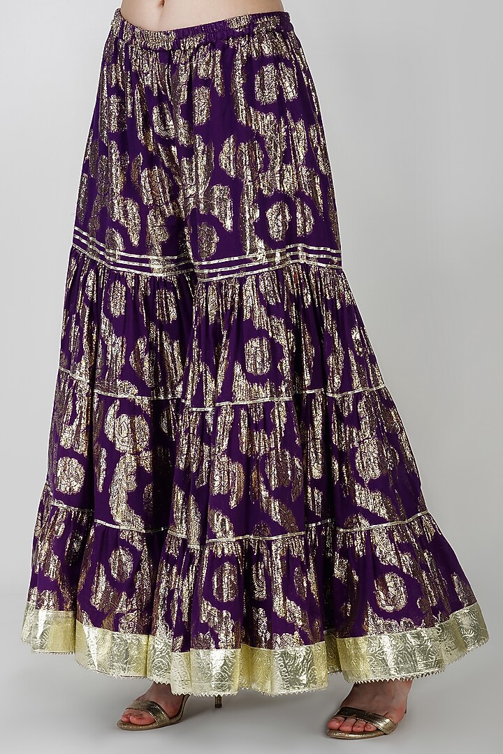 Purple Banarasi Silk Gharara Set by Kovet at Pernia's Pop Up Shop
