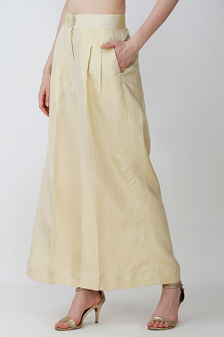 Beige-White & Gold Cotton Jacquard Embroidered Jacket Set by Kovet at Pernia's Pop Up Shop