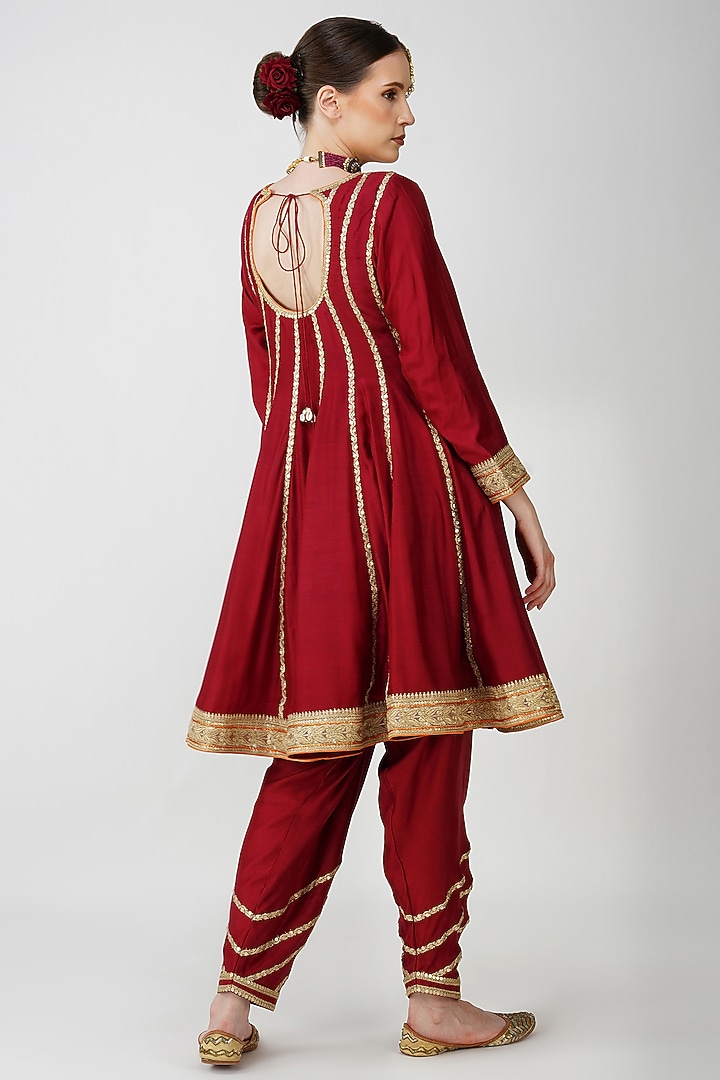 Maroon Banarasi Silk Embroidered Party Wear Anarkali Set by Kovet at Pernia's Pop Up Shop