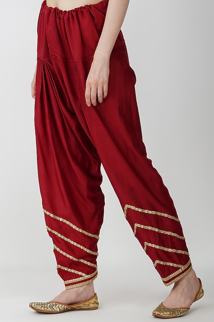 Maroon Banarasi Silk Embroidered Party Wear Anarkali Set by Kovet at Pernia's Pop Up Shop
