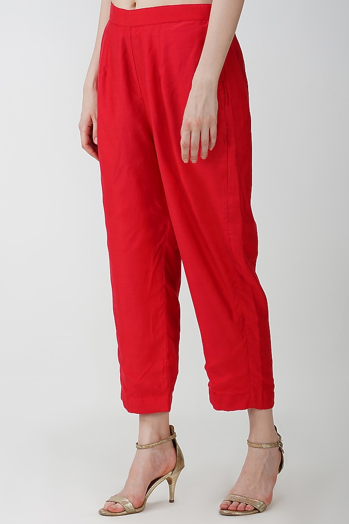 Rust Banarasi Silk Embroidered & Tie-Dyed Kurta Set by Kovet at Pernia's Pop Up Shop