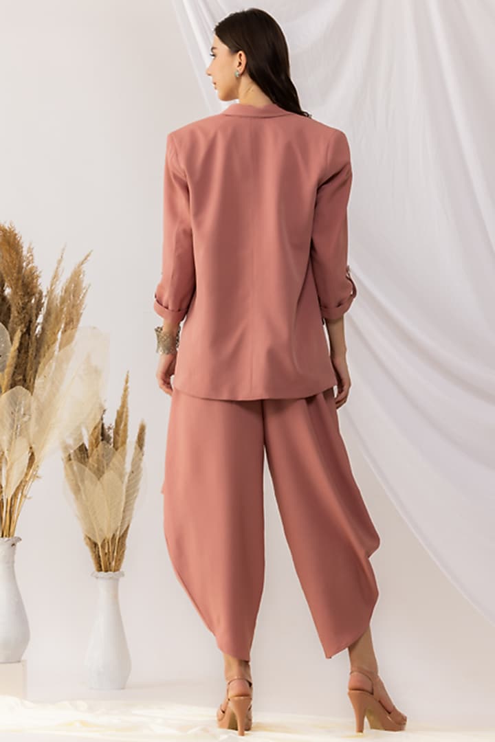 Coral Rose Banana Crepe Blazer Set by Kovet at Pernia's Pop Up Shop