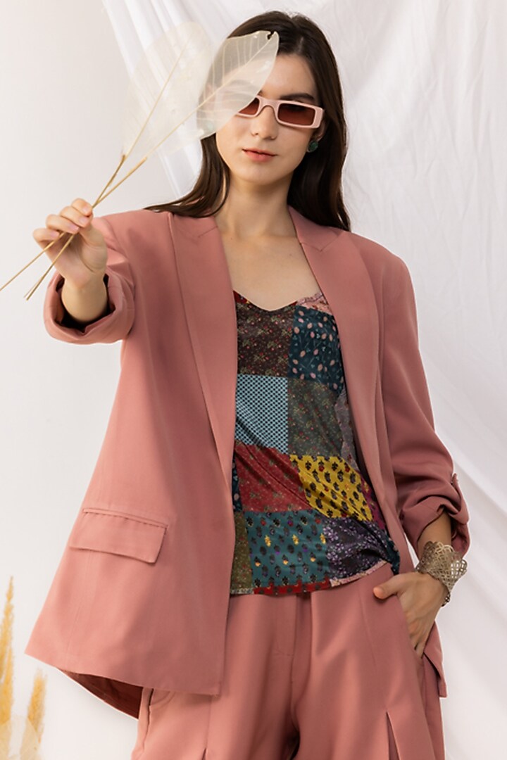 Coral Rose Banana Crepe Blazer Set by Kovet at Pernia's Pop Up Shop