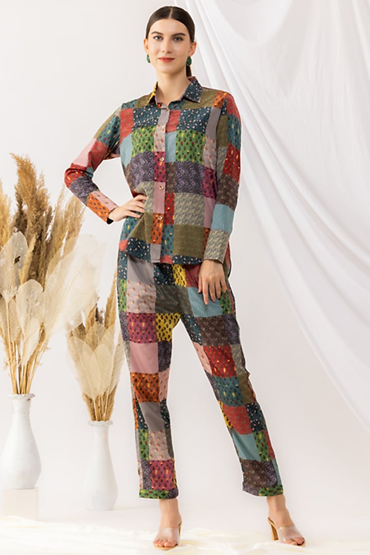 Multi Colour Crepe Silk Digital Printed Co-Ord Set by Kovet at Pernia's Pop Up Shop