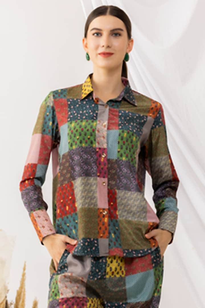 Multi Colour Crepe Silk Digital Printed Co-Ord Set by Kovet at Pernia's Pop Up Shop