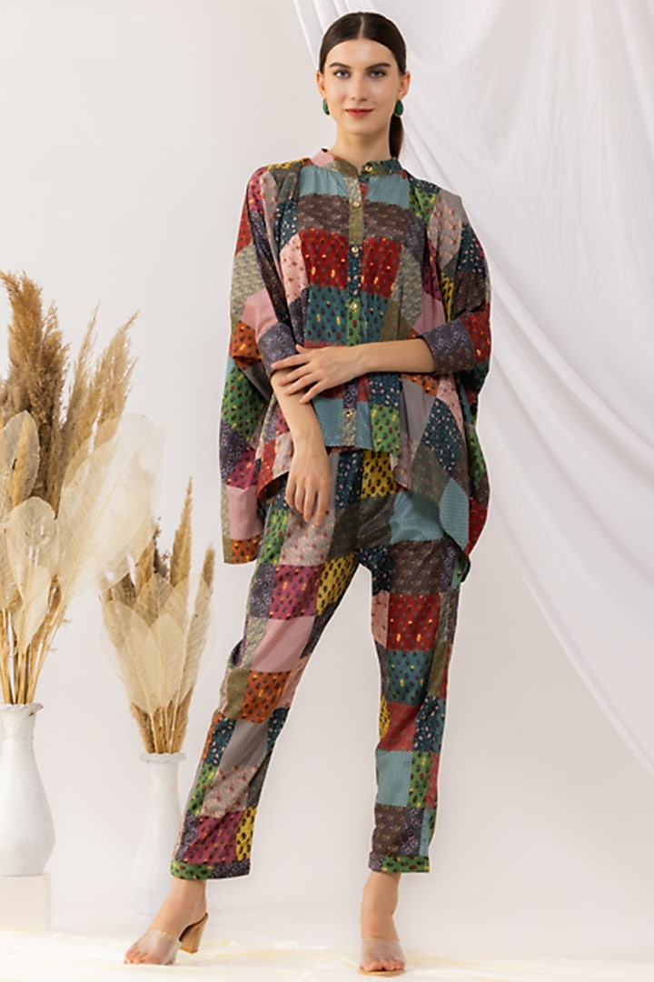 Multi Colour Crepe Silk Digital Printed Co-Ord Set by Kovet at Pernia's Pop Up Shop