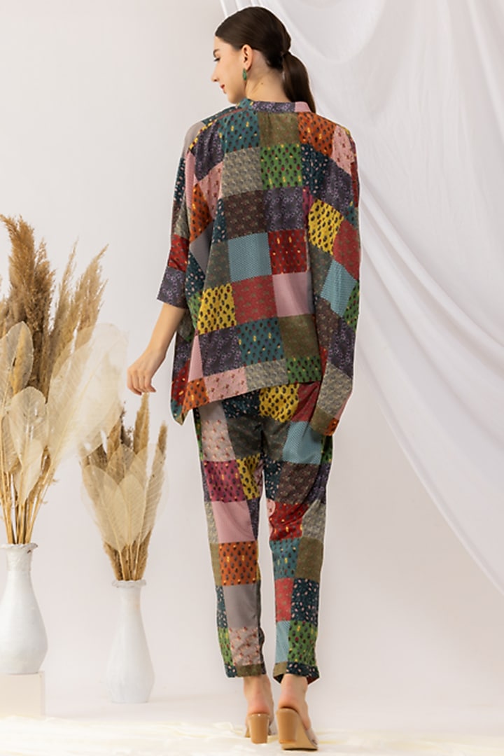 Multi Colour Crepe Silk Digital Printed Co-Ord Set by Kovet at Pernia's Pop Up Shop
