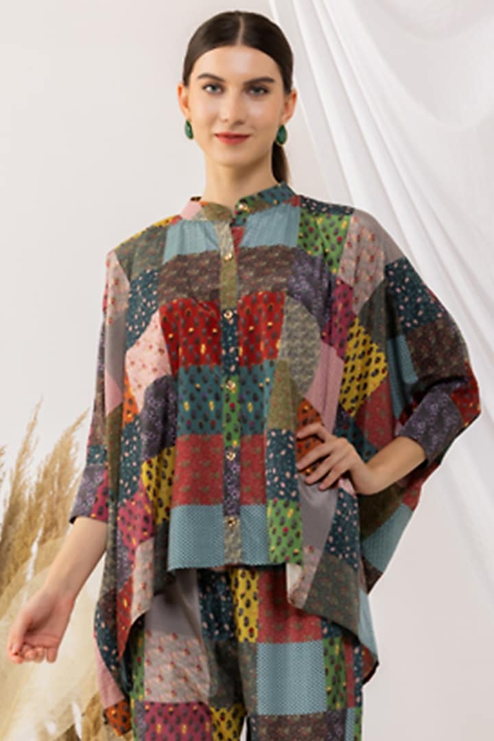Multi Colour Crepe Silk Digital Printed Co-Ord Set by Kovet at Pernia's Pop Up Shop
