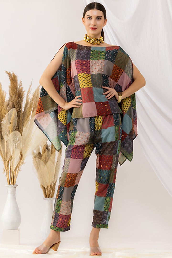 Multi Colour Crepe Silk Digital Printed Co-Ord Set by Kovet at Pernia's Pop Up Shop