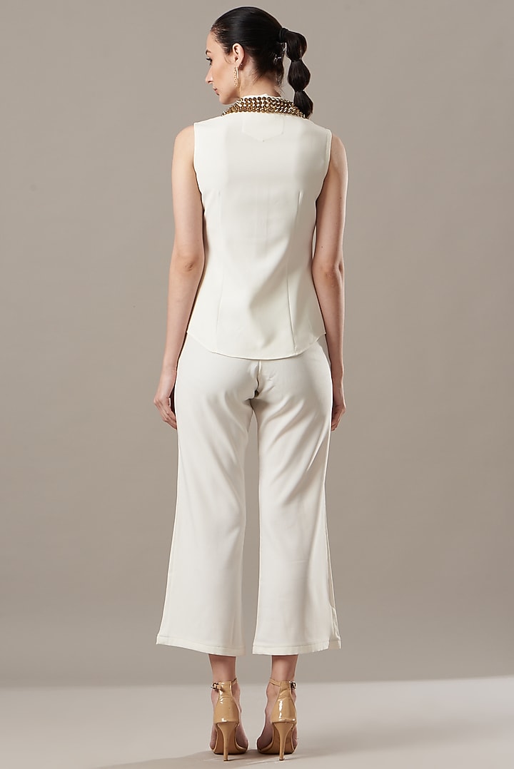 White Banana Crepe Co-Ord Set by Kovet at Pernia's Pop Up Shop