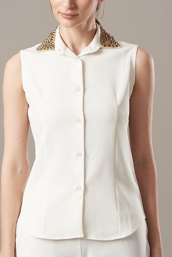 White Banana Crepe Co-Ord Set by Kovet at Pernia's Pop Up Shop