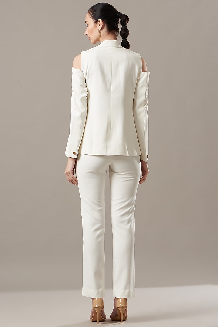 White Embellished Blazer Set by Kovet at Pernia's Pop Up Shop