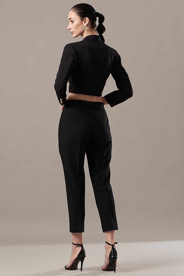 Black Banana Crepe Crop Blazer Set by Kovet at Pernia's Pop Up Shop