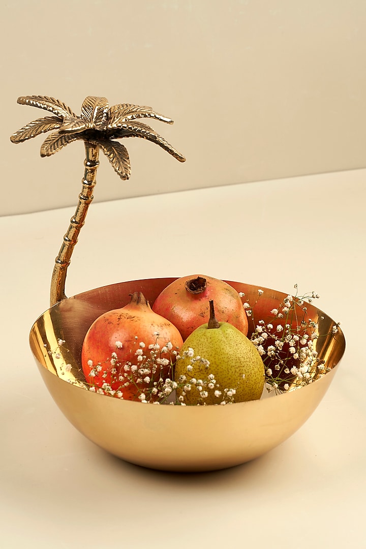 Golden Stainless Steel & Brass Palm Tree Bowl by Koyo Studios