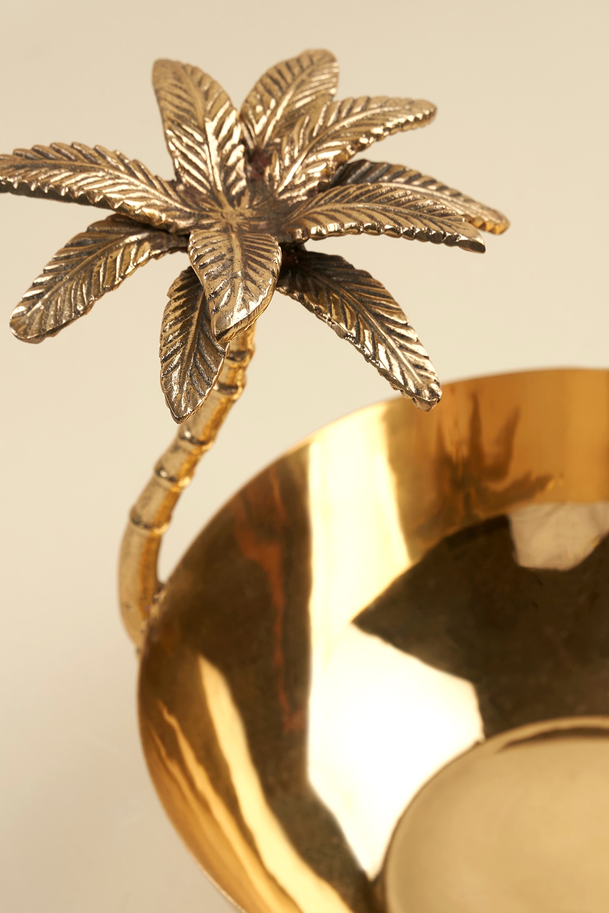 Golden Stainless Steel & Brass Palm Tree Bowl by Koyo Studios at