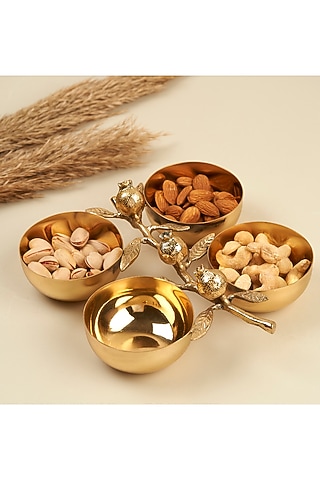 Golden Stainless Steel Pomegranate Nut Bowl by Koyo Studios