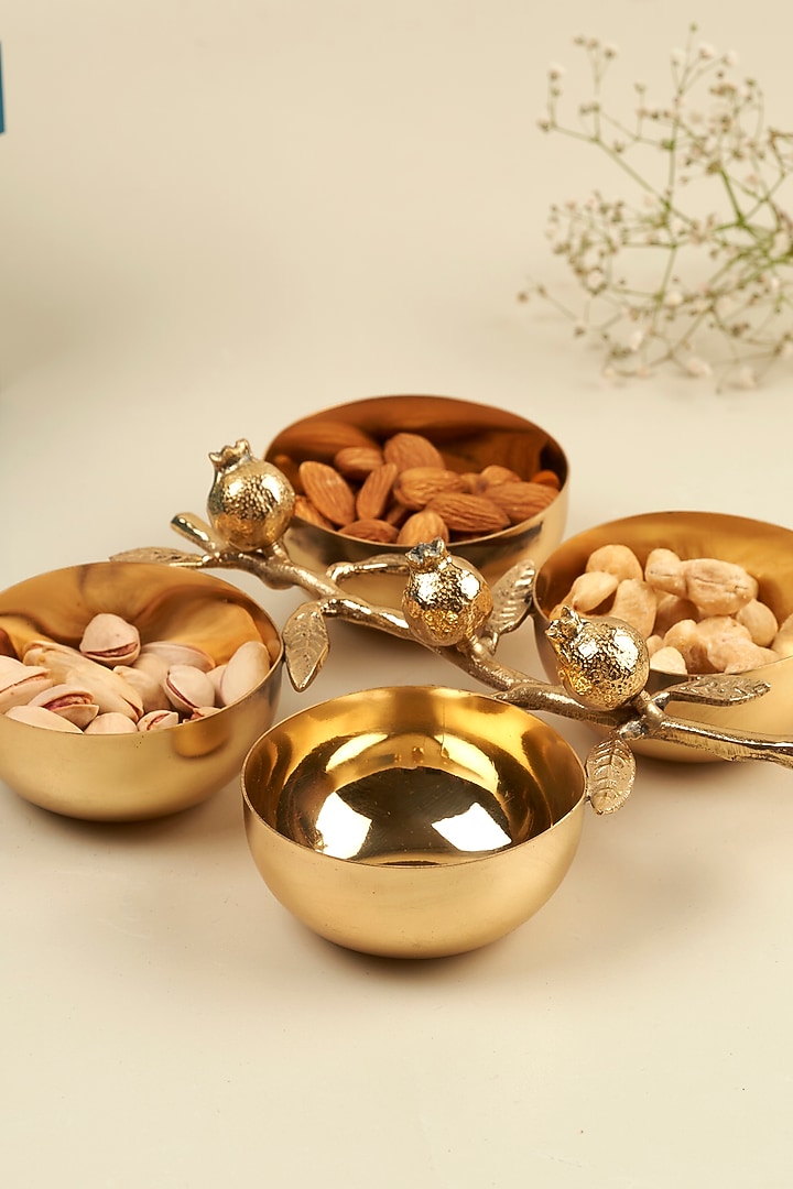 Golden Stainless Steel Pomegranate Nut Bowl by Koyo Studios at Pernia's Pop Up Shop