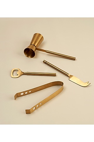 Gold Stainless Raya Bar Accessories (Set of 4) by Koyo Studios