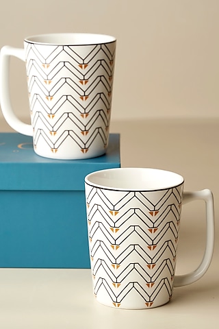 Black & White Porcelain Grafica Mug (Set Of 2) by Koyo Studios