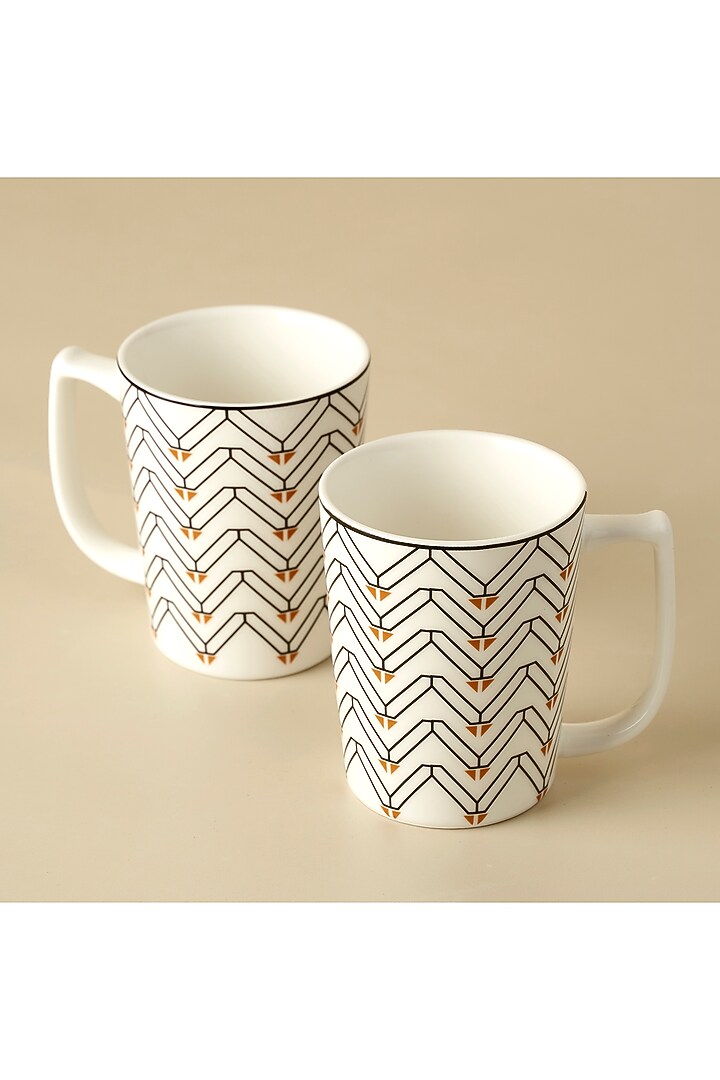 Black & White Porcelain Grafica Mug (Set Of 2) by Koyo Studios at Pernia's Pop Up Shop