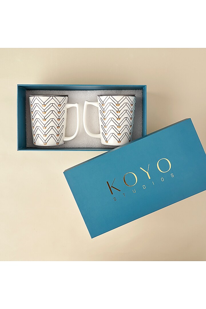 Black & White Porcelain Grafica Mug (Set Of 2) by Koyo Studios at Pernia's Pop Up Shop