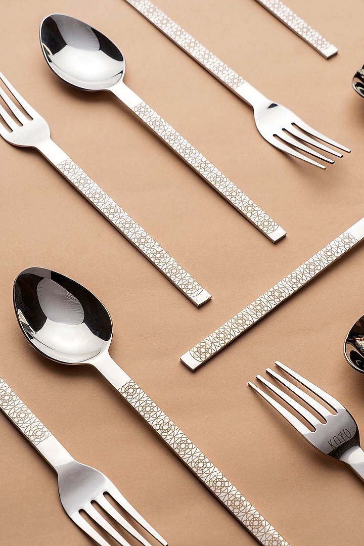 Silver Stainless Steel Cutlery Set by Koyo Studios  at Pernia's Pop Up Shop
