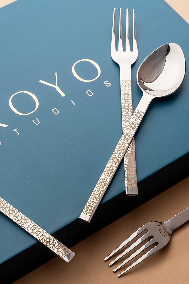 Silver Stainless Steel Cutlery Set by Koyo Studios  at Pernia's Pop Up Shop