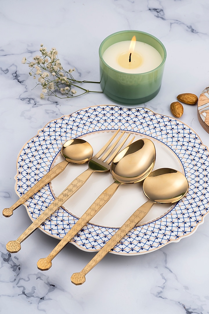 Gold Stainless Steel Cutlery Set by Koyo Studios 
